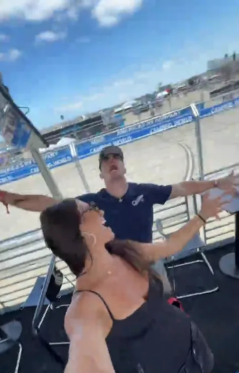 Cooper DeJean and Abby Summers at a NASCAR race Saturday. TikTok @abbysummerss