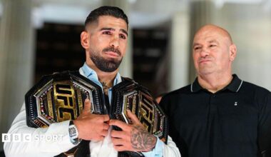 Ilia Topuria with Dana White at UFC Freedom 250 in Washington DC