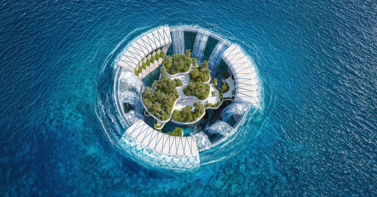 floating waterfall power plant generates renewable energy off madagascar