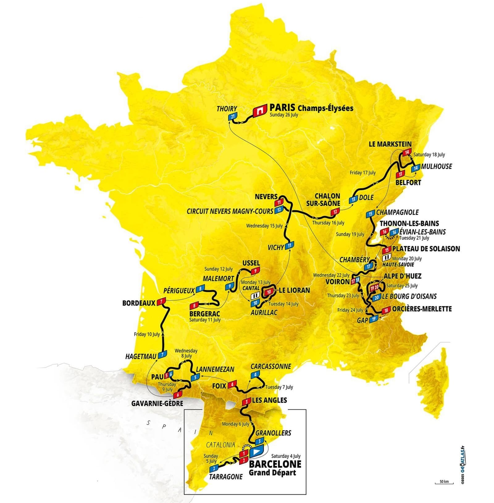 The 2026 Tour de France route map