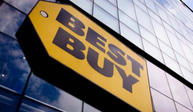 Best Buy logo on a building.