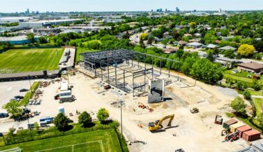 Brampton celebrates construction milestone at Victoria Park Arena as long-awaited rebuild continues