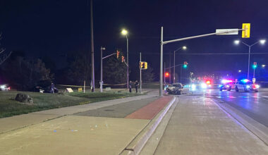 Peel Regional Police investigate the scene of a two-vehicle crash in Brampton that claimed the life of at least one person on June 27, 2026. CITYNEWS/Bahaa Attia
