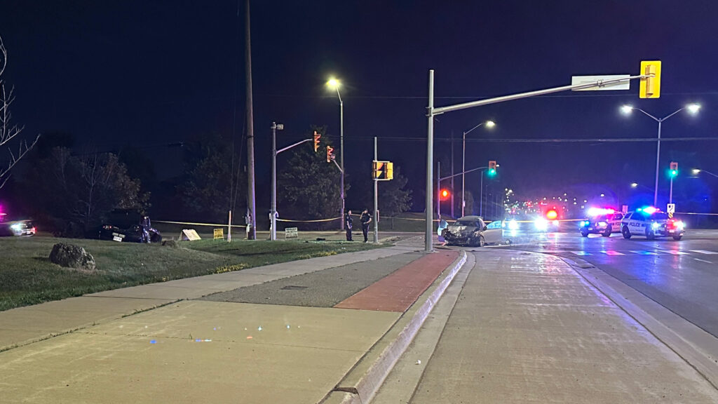 Peel Regional Police investigate the scene of a two-vehicle crash in Brampton that claimed the life of at least one person on June 27, 2026. CITYNEWS/Bahaa Attia