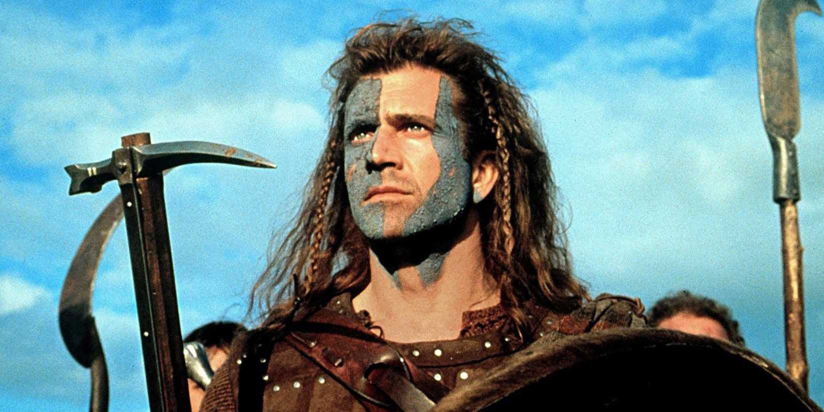 Mel Gibson as William Wallace in the historical action movie Braveheart (1995)