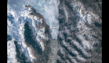 Astronauts watch from space as ice splinters from a glacier photo of the day for June 11, 2026
