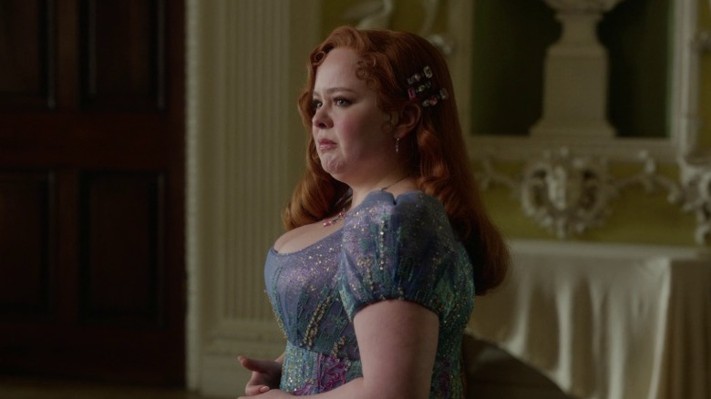 Penelope with tears in her eyes on Bridgerton S3E7