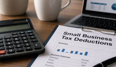 A claculator and accounts sheet.