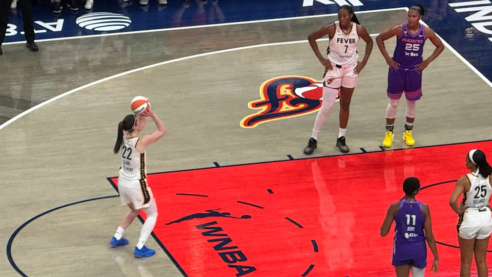Caitlin Clark shooting a free throw at the Indiana Fever game in Indianapolis (6/24/26)