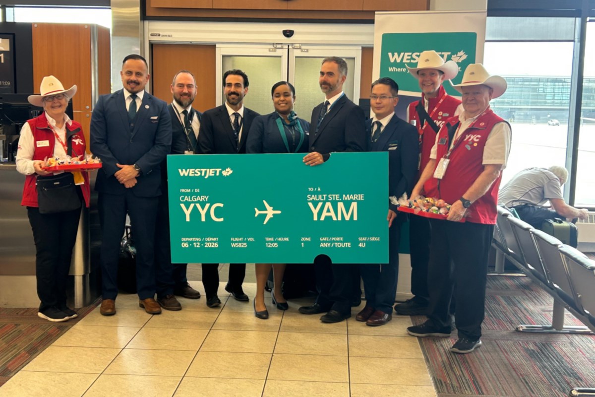 Cowboy hats and snacks help kick off first Calgary to the Sault flight