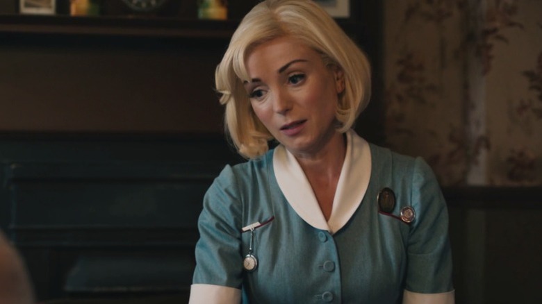 Trixie with an anguished expression on Call the Midwife S13E3