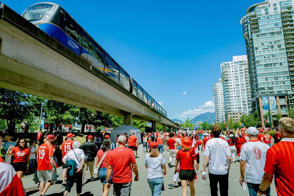 World Cup match 2 Canada parade SkyTrain