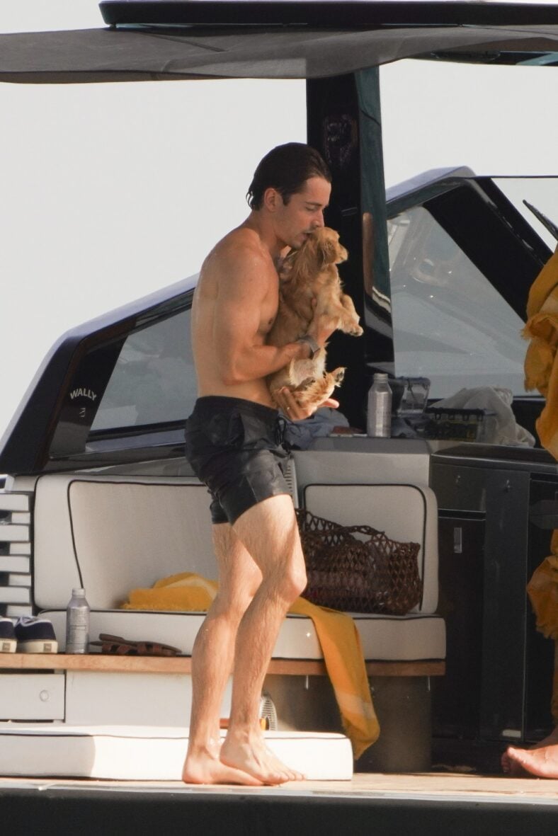 Charles Leclerc with his dog Leo aboard a boat in Saint-Tropez