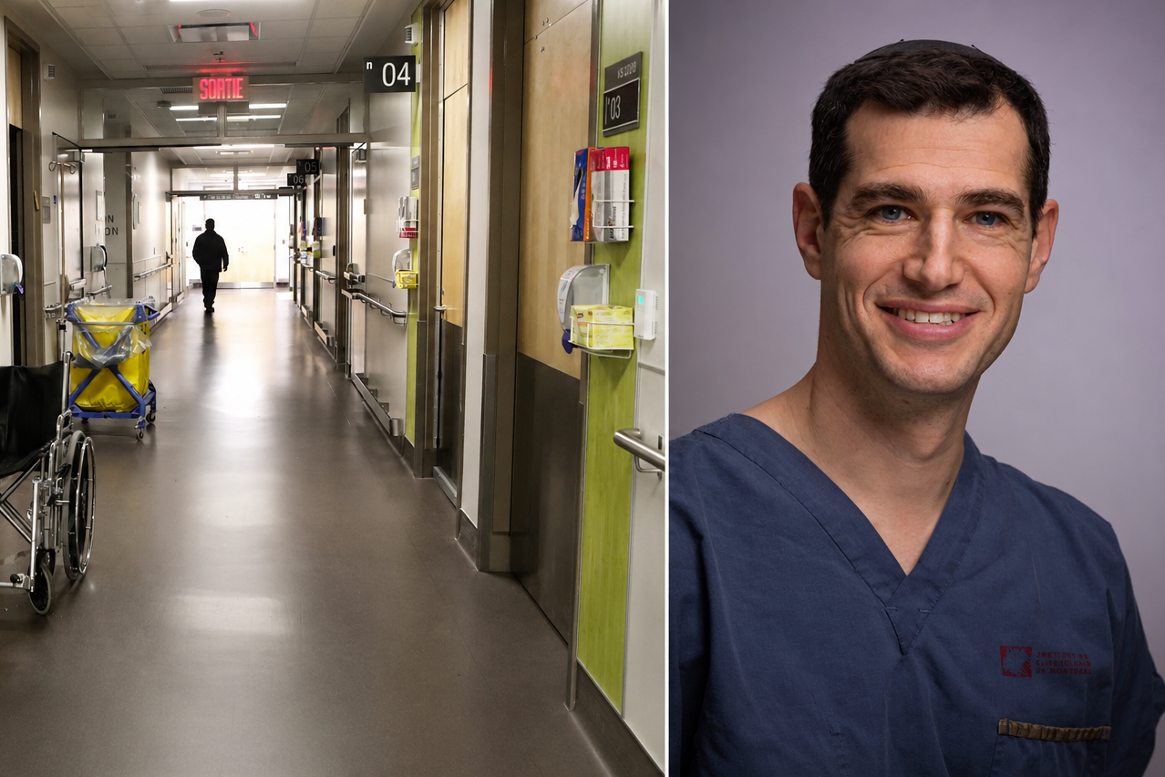 Dr. and a hospital hallway with a man walking away