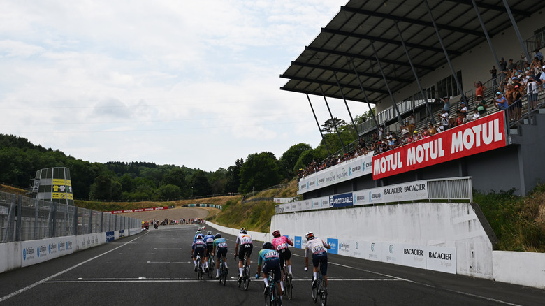 Bikers compete on the Circuit de Charade as part of the Tour de France.