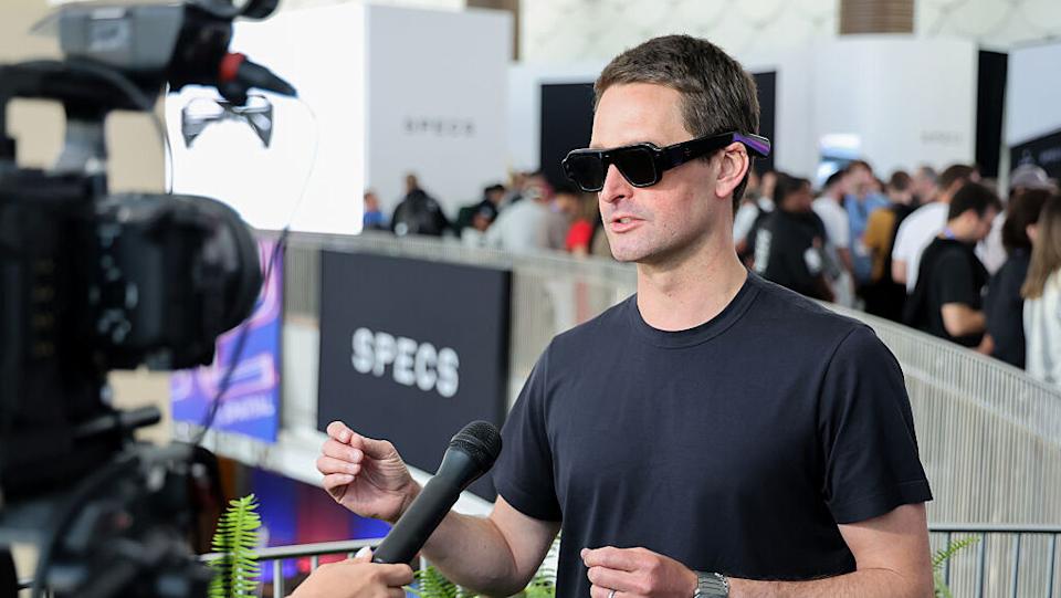 Evan Spiegel, Co-Founder and CEO, Snap Inc. is interviewed about SPECS at AWE 2026 at Long Beach Convention & Entertainment Center on June 16, 2026 in Long Beach, California. (