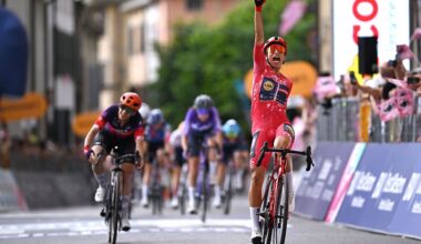 Elisa Balsamo of Italy and Team Lidl - Trek - Red Sprint Jersey celebrates at finish line as stage winner during the 37th Giro d&amp;apos;Italia Women 2026, Stage 6