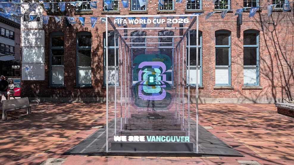 dear soccer fifa world cup logo art glass installation yaletown vancouver