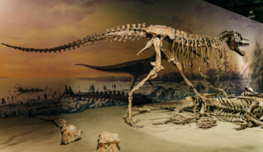 A dinosaur skeleton at the Royal Tyrell Museum in Alberta.