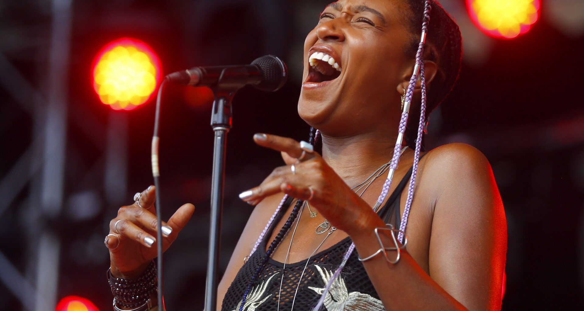 Female singer on stage.