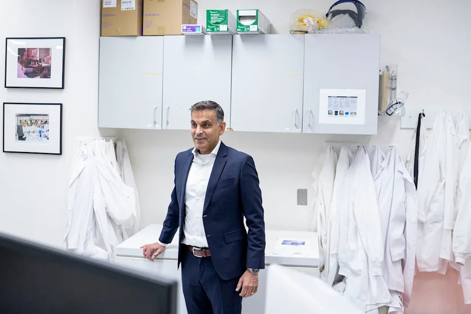 Canadian scientist and CTE researcher Neil Vasdev inside his lab at the Centre for Addiction and Mental Health.
