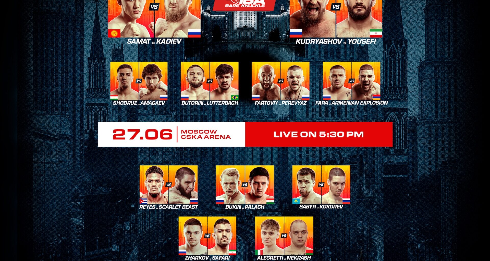 IBA Bare Knuckle 5 Moscow – 27 June 2026