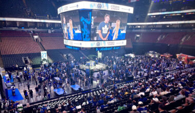 Toronto fans gather at Scotiabank Arena for NHL Draft watch party