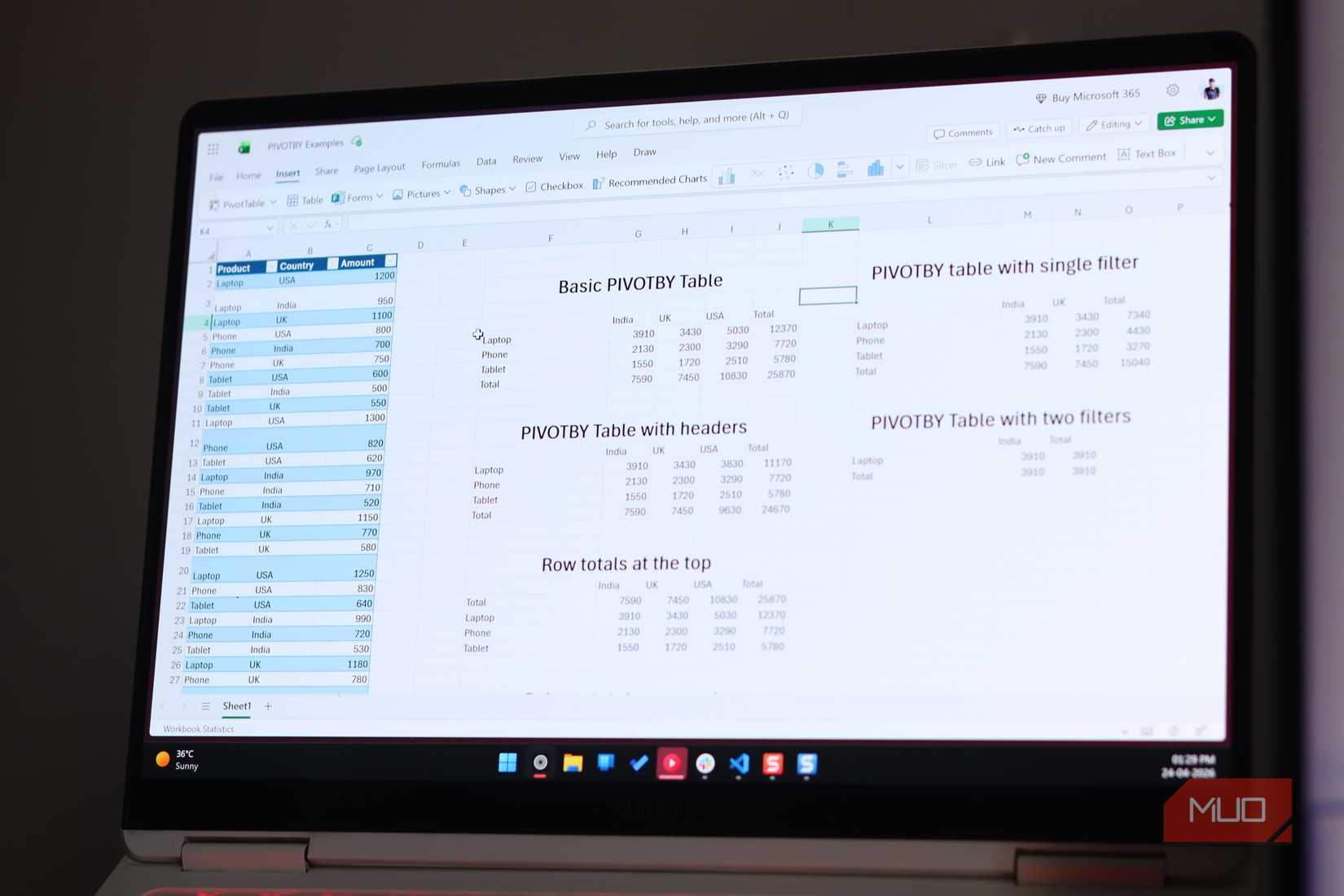 Excel running with multiple PIVOTBY tables