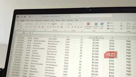 Excel spreadsheet on a Windows laptop.