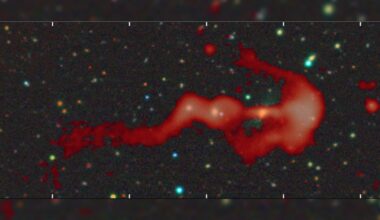 Strange glowing 'bow-and-arrow' structure may be a giant cosmic shock wave created by a supersonic galaxy collision