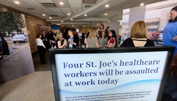 Display at St. Joe’s Hamilton highlights abuse against healthcare workers