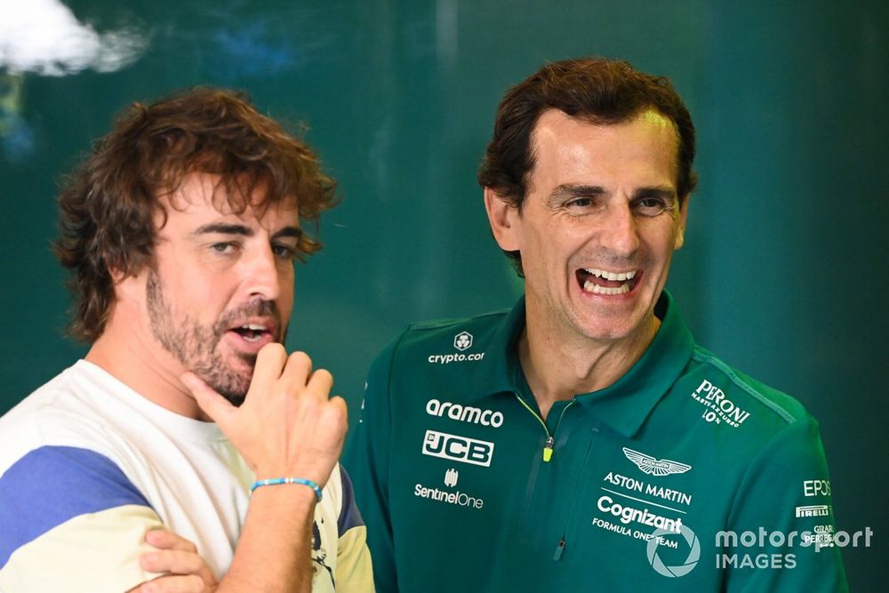 Fernando Alonso, Aston Martin, and Pedro de la Rosa