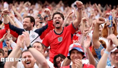 England supporters cheering