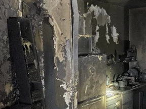A fire-damaged apartment unit.