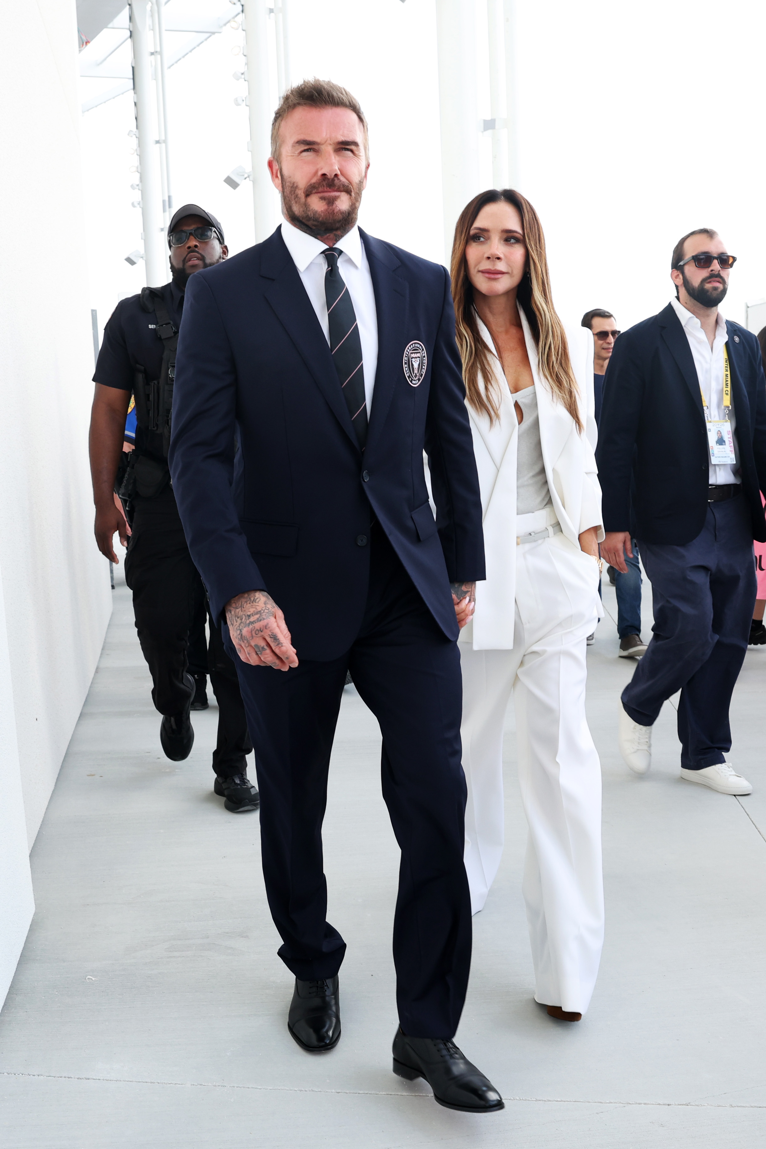 Victoria Beckham's white suit soccer outfit in 2026