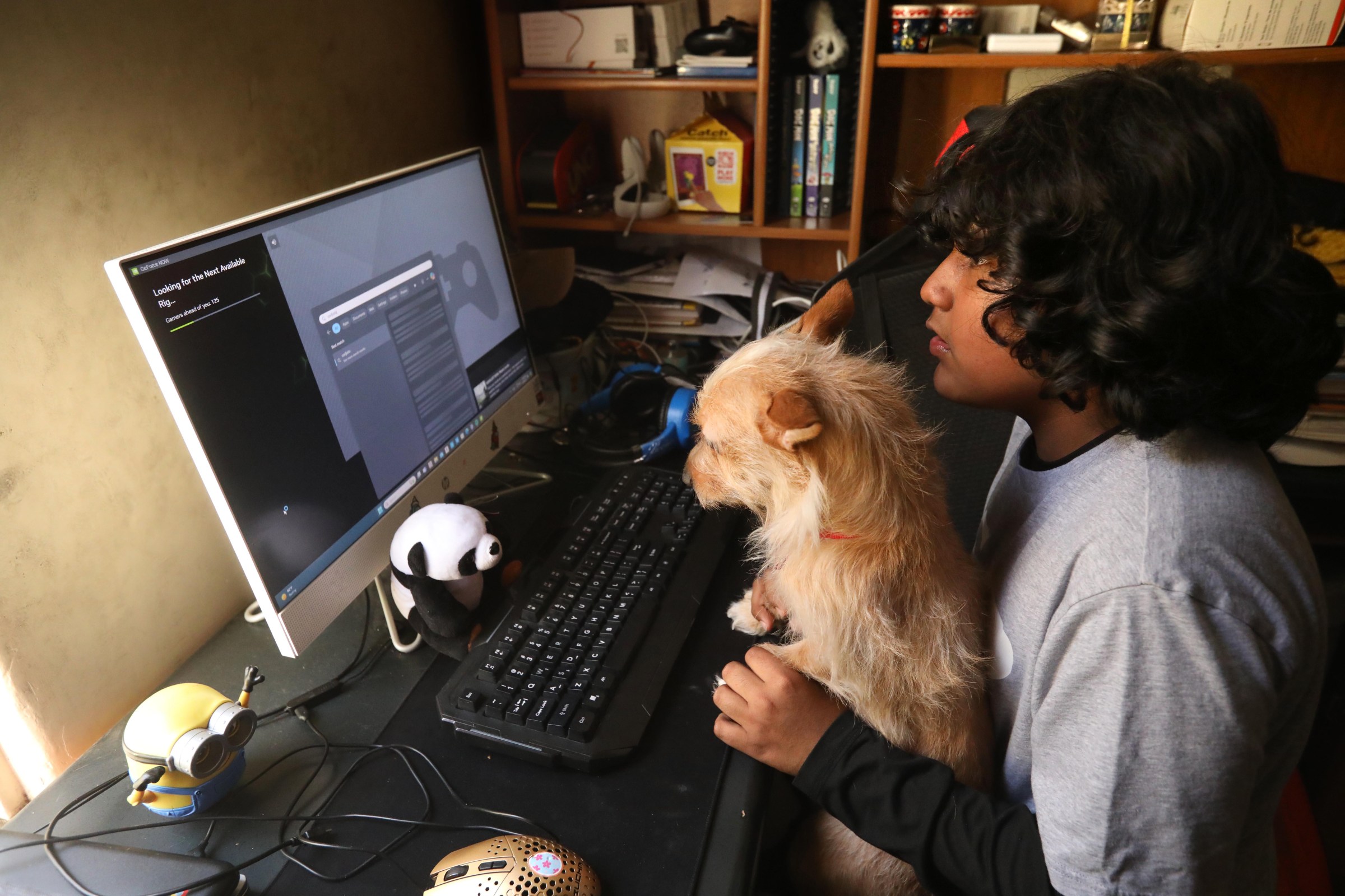 6th grader Luis Coronado, Jr. at his home computer.
