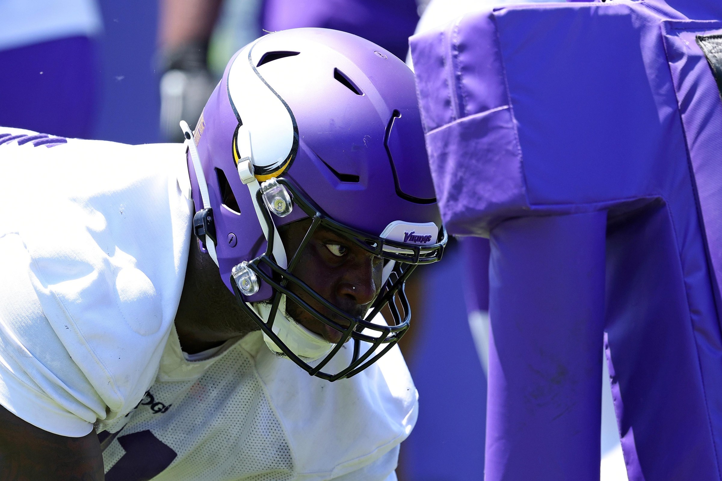 EAGAN, MINNESOTA - MAY 27: Jalen Redmond #61 of the Minnesota Vikings participates in a drill during an OTA workout at Twin Cities Orthopedics Performance Center on May 27, 2026 in Eagan, Minnesota. (Photo by David Berding/Getty Images)