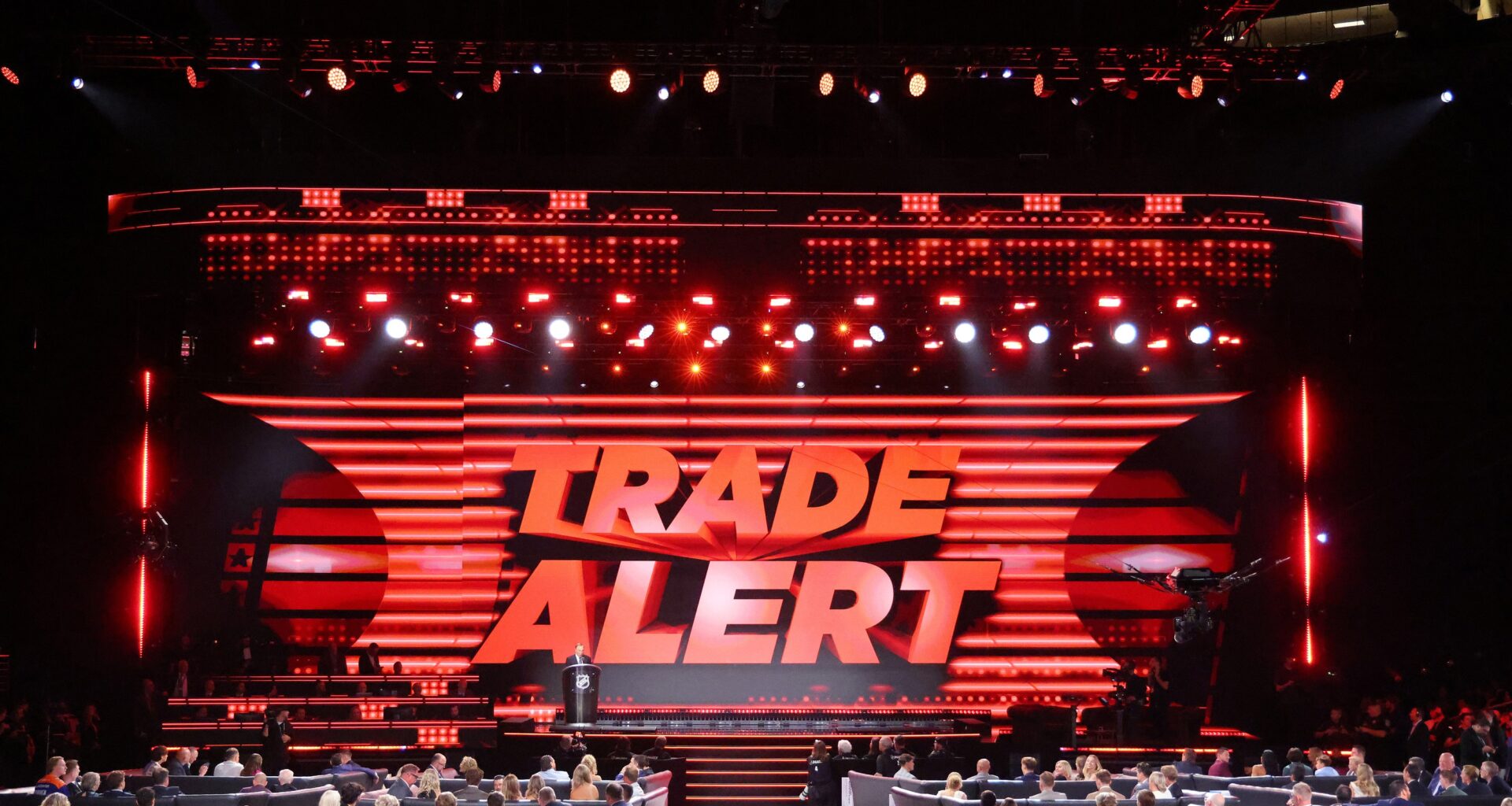 A general view of the stage during Day 1 of the 2026 NHL Draft.