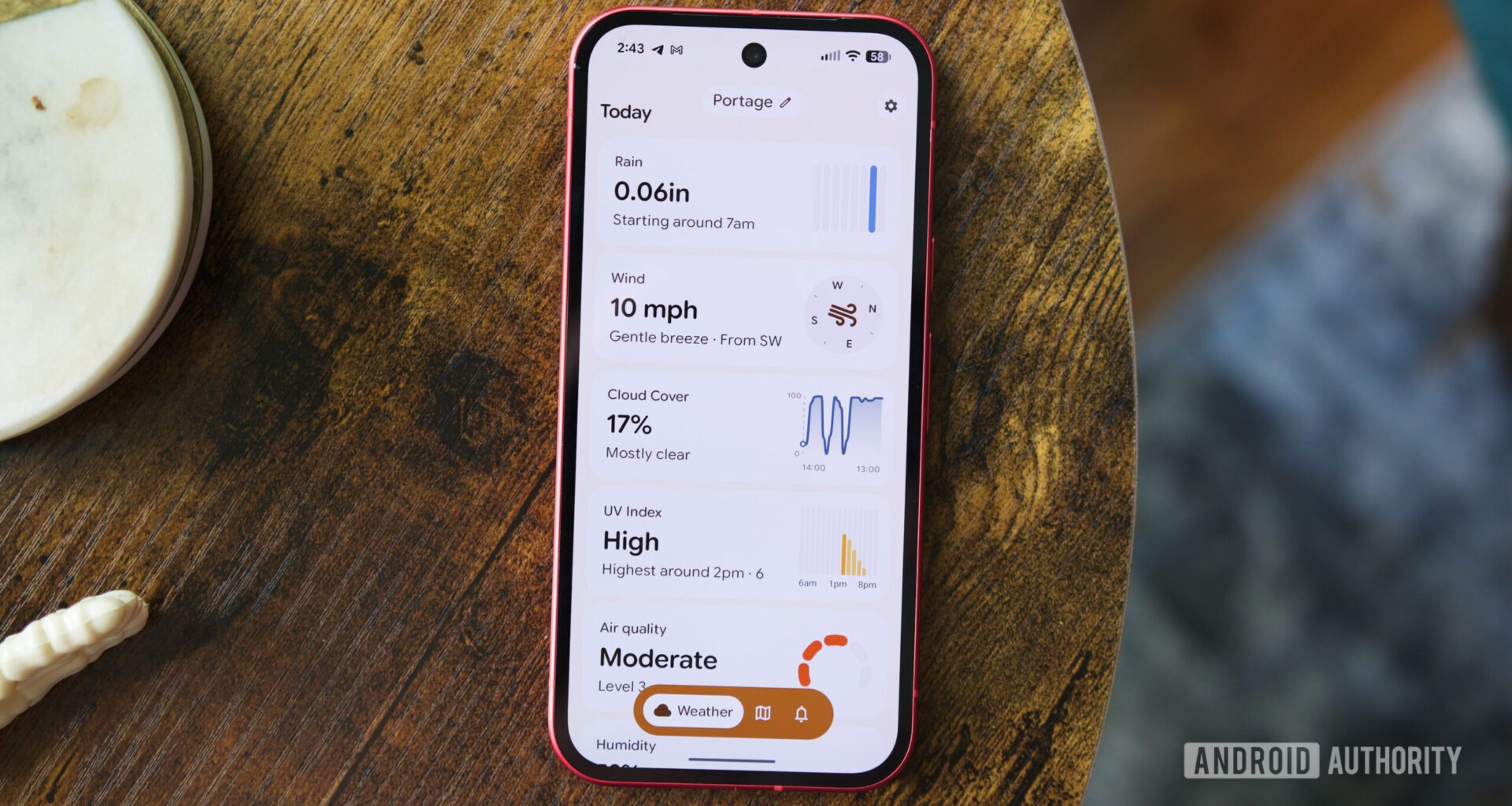 Gradient Weather app running on an Android phone.