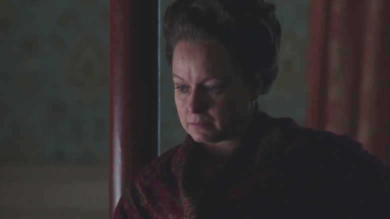 Margaret with a stern expression on Harlots S2E5