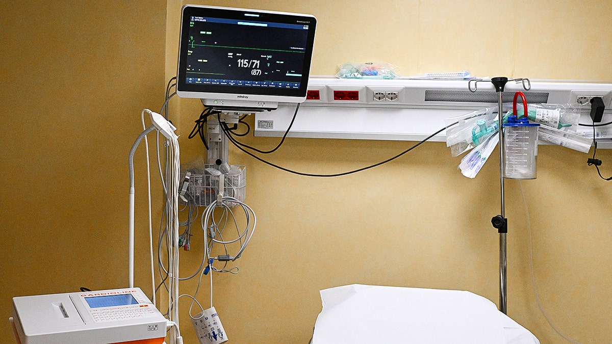 Hospital room with an EKG.