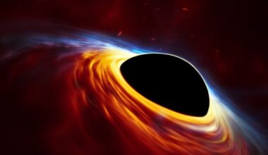 An artist's illustration of a supermassive black hole (SMBH). New research shows that dark matter gathers around SMBH just like normal matter does. They detected with a novel method called reverberation mapping, that's based on light echoes. Image Credit: ESA/Hubble, ESO, M. Kornmesser