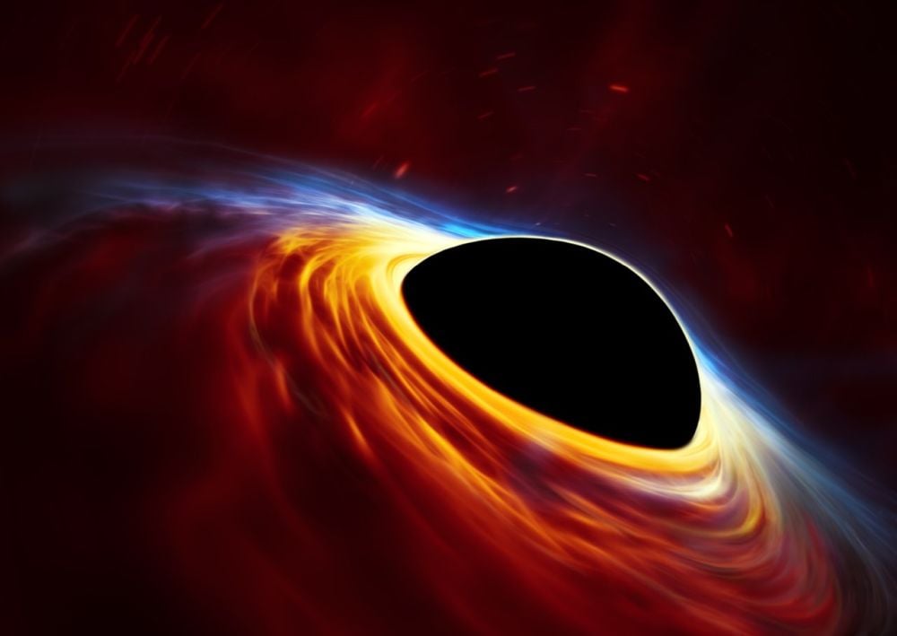 An artist's illustration of a supermassive black hole (SMBH). New research shows that dark matter gathers around SMBH just like normal matter does. They detected with a novel method called reverberation mapping, that's based on light echoes. Image Credit: ESA/Hubble, ESO, M. Kornmesser
