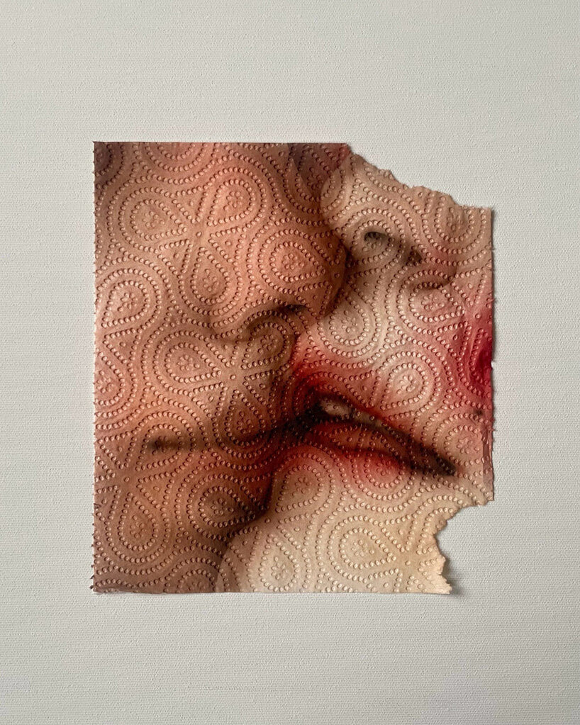 airbrushed onto paper towels, these fragile artworks explore memory and perception - 3