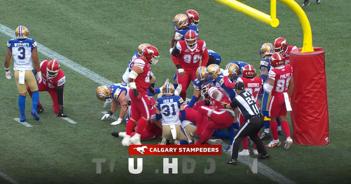 Vaughn answers for Stampeders with a touchdown to cut into Bombers' lead – TSN