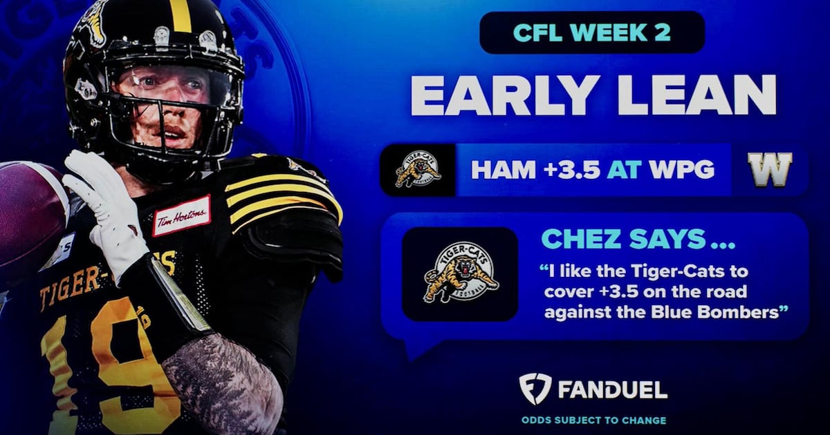 CFL Early Lean: Chez likes Ticats to cover on the road against Bombers – TSN