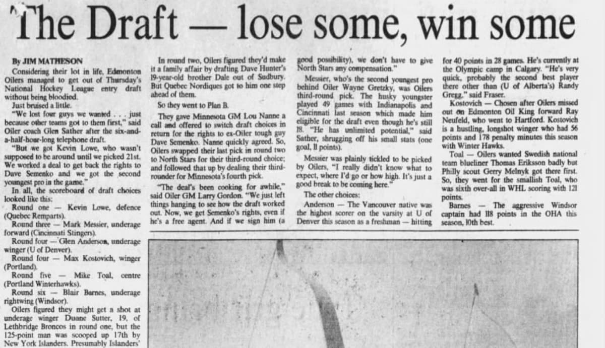 Flashback Friday: How the 1979 NHL draft built the Edmonton Oilers dynasty