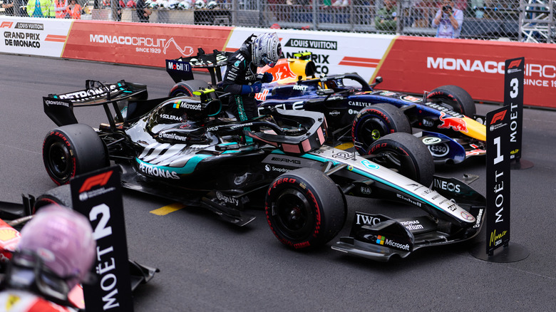 Andrea Kimi Antonelli of Italy and Mercedes AMG Petronas F1 Team celebrates after winning the Monaco Grand Prix during the F1 Grand Prix of Monaco at Circuit de Monaco on June 07, 2026 in Monte-Carlo, Monaco.