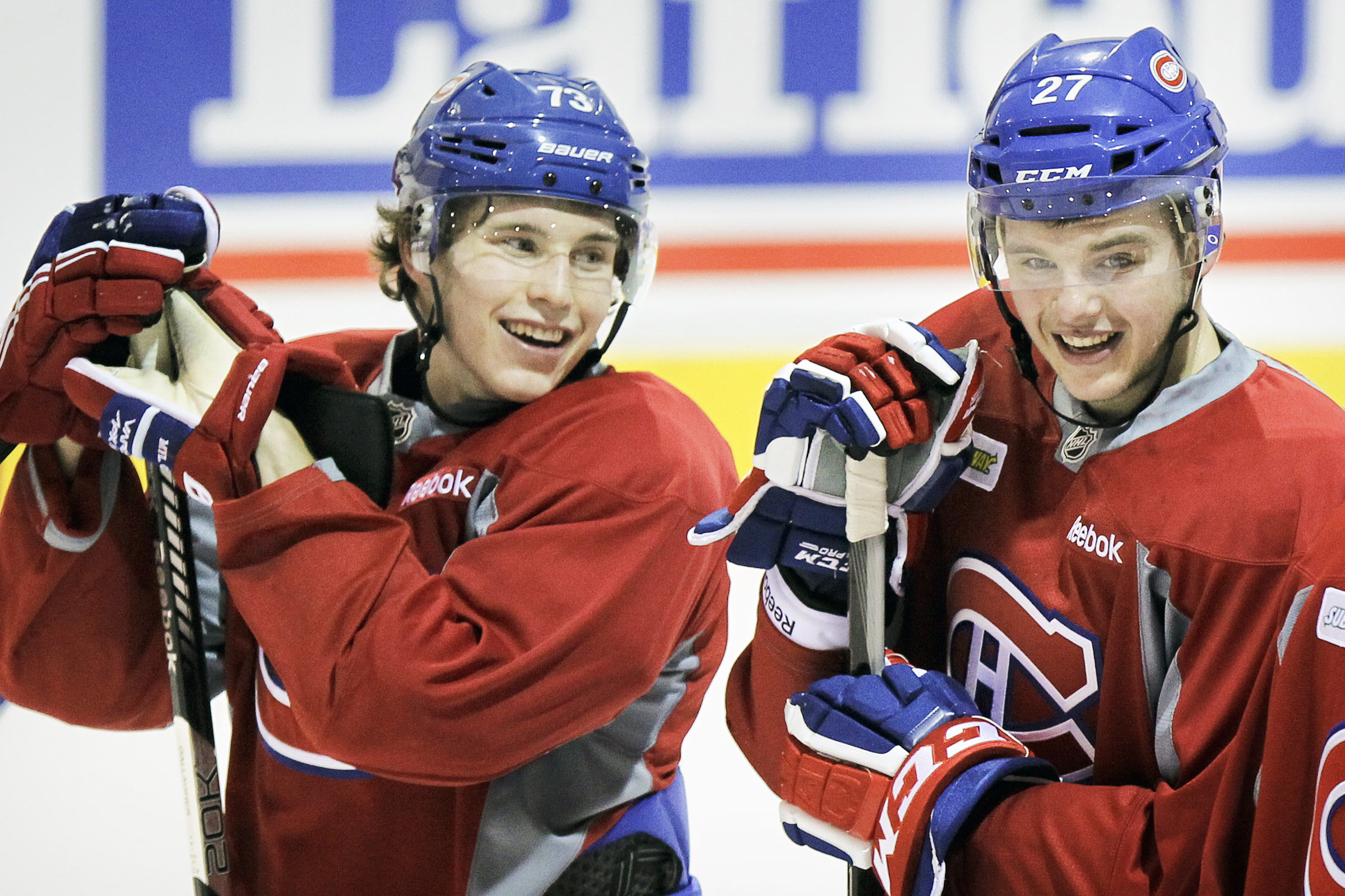 Brendan Gallagher and Alex Galchenyuk during practice.