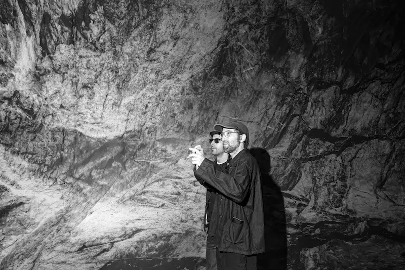JR and Thomas Bangalter in La Caverne du Pont Neuf, Paris, June 2026. Photo: Tara-Jay Bangalter © 2026 Atelier JR